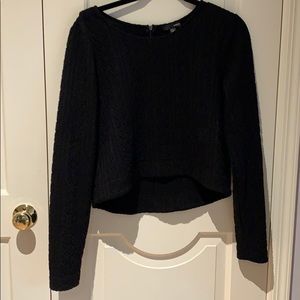 Aqua Black Cropped Sweater Size Large